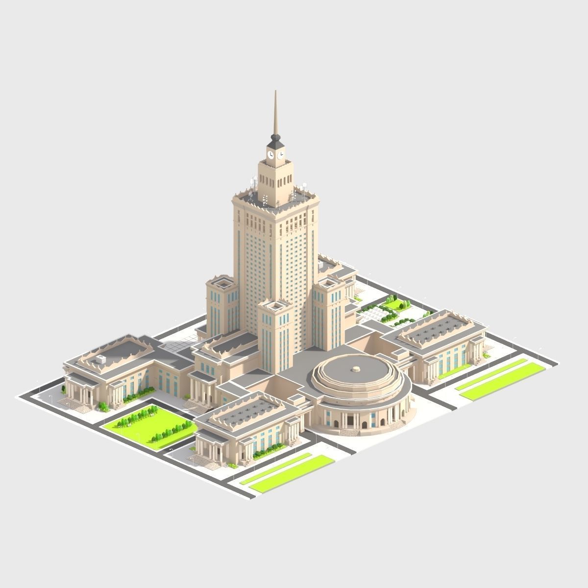 Monumental Skyscrapper Low Poly Low-poly 3D model_3