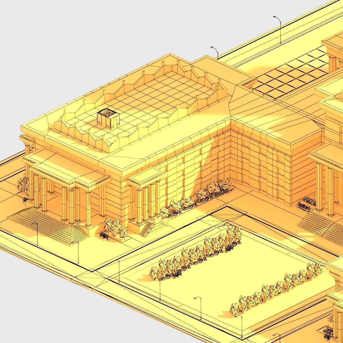 Monumental Skyscrapper Low Poly Low-poly 3D model_17