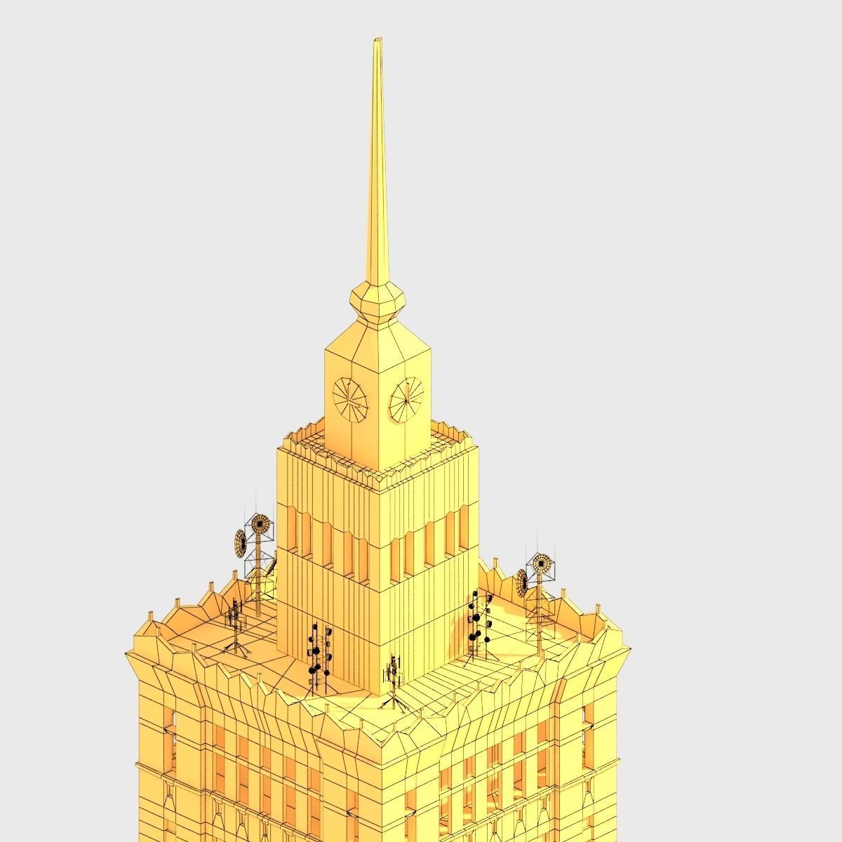 Monumental Skyscrapper Low Poly Low-poly 3D model_15