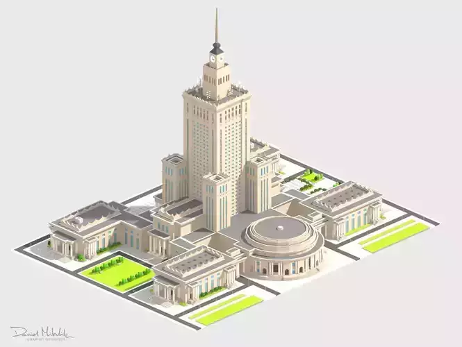 Monumental Skyscrapper Low Poly Low-poly 3D model