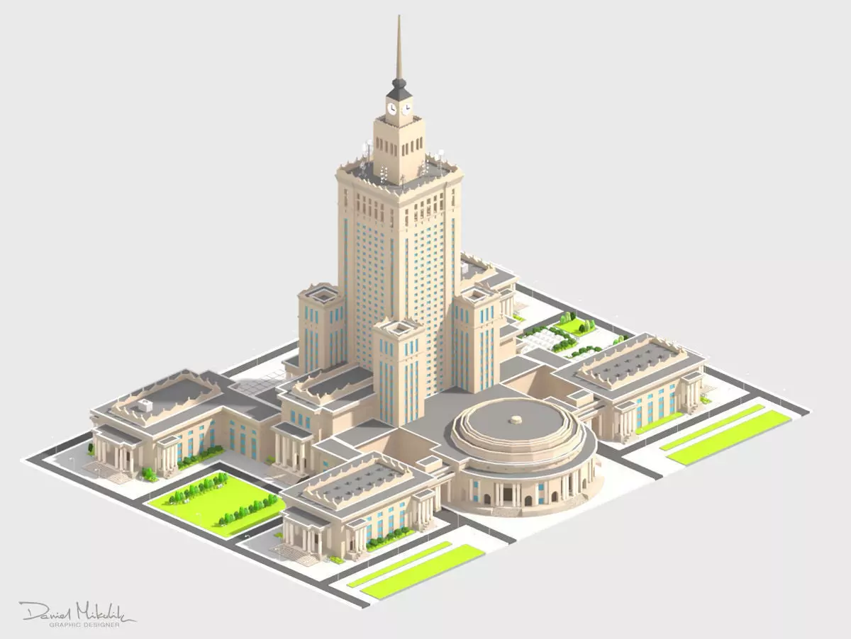 Monumental Skyscrapper Low Poly Low-poly 3D model_0