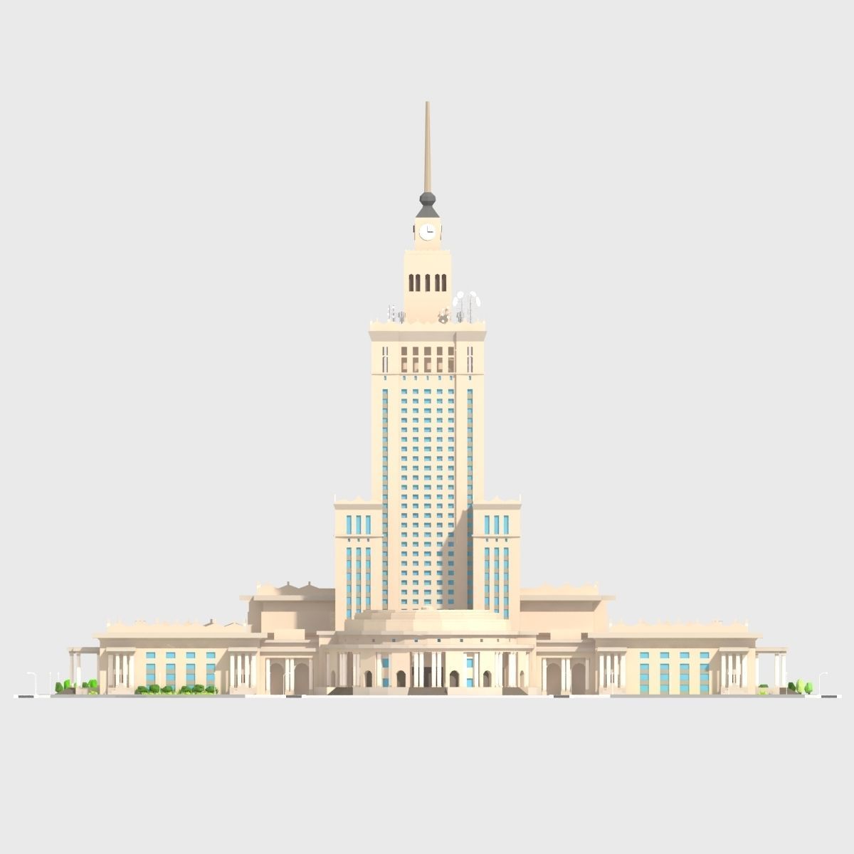 Monumental Skyscrapper Low Poly Low-poly 3D model_10