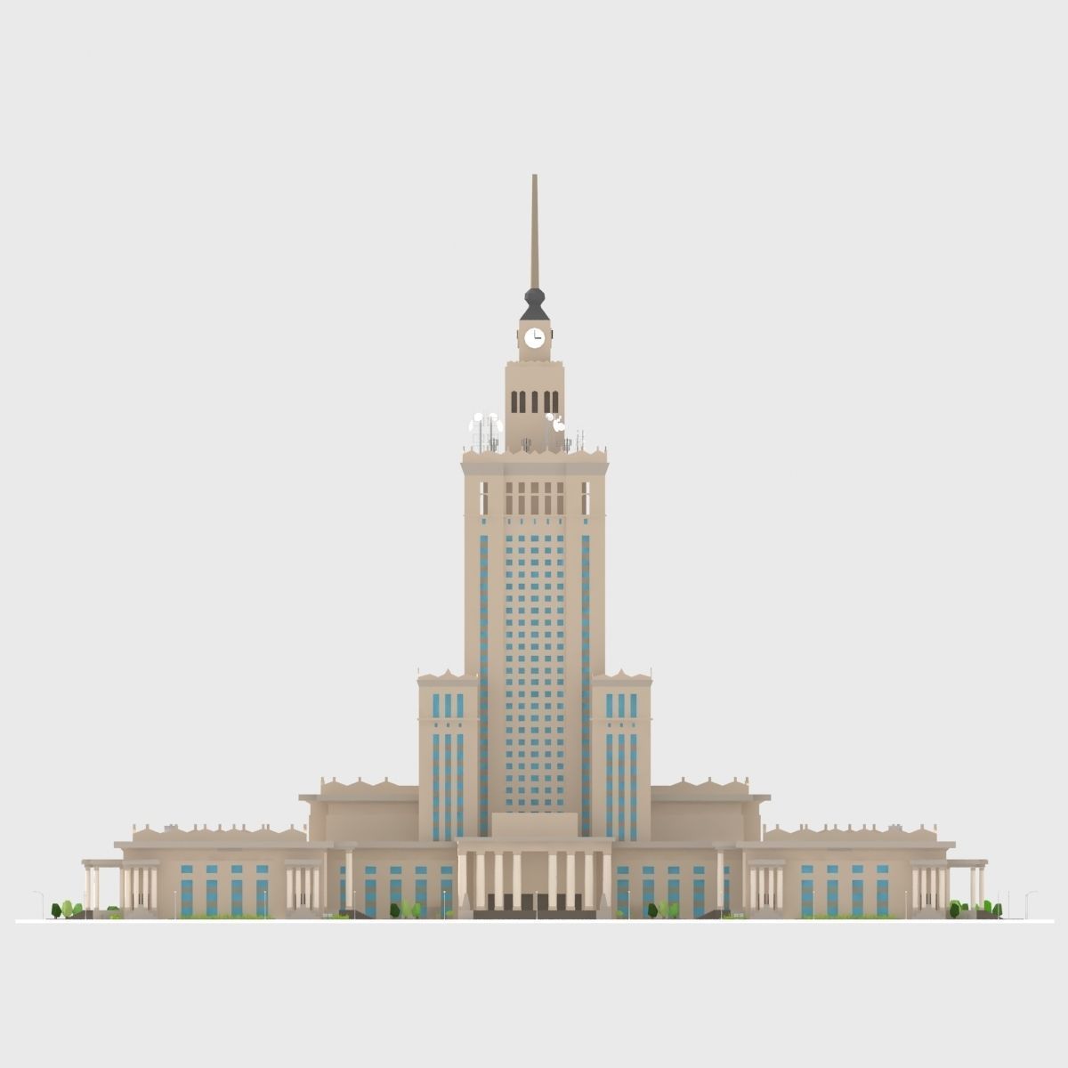 Monumental Skyscrapper Low Poly Low-poly 3D model_9