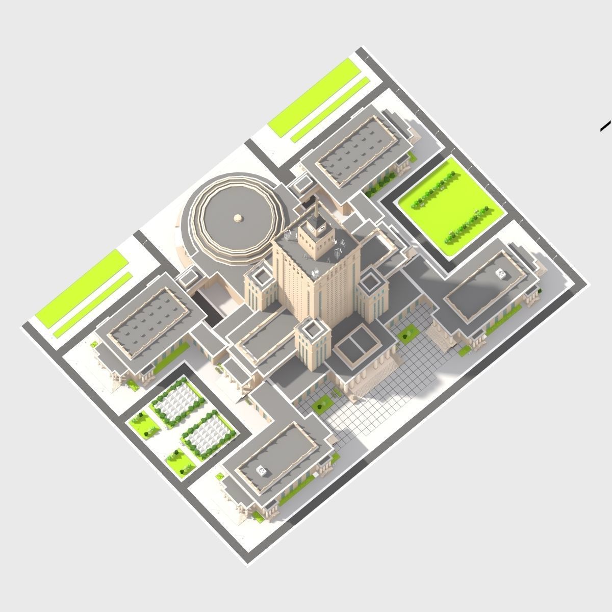 Monumental Skyscrapper Low Poly Low-poly 3D model_4