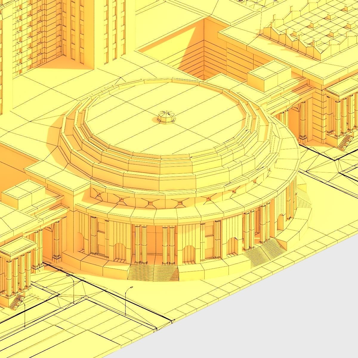 Monumental Skyscrapper Low Poly Low-poly 3D model_16