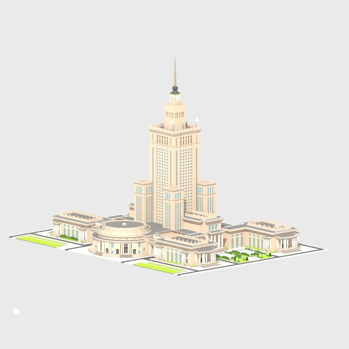 Monumental Skyscrapper Low Poly Low-poly 3D model_2