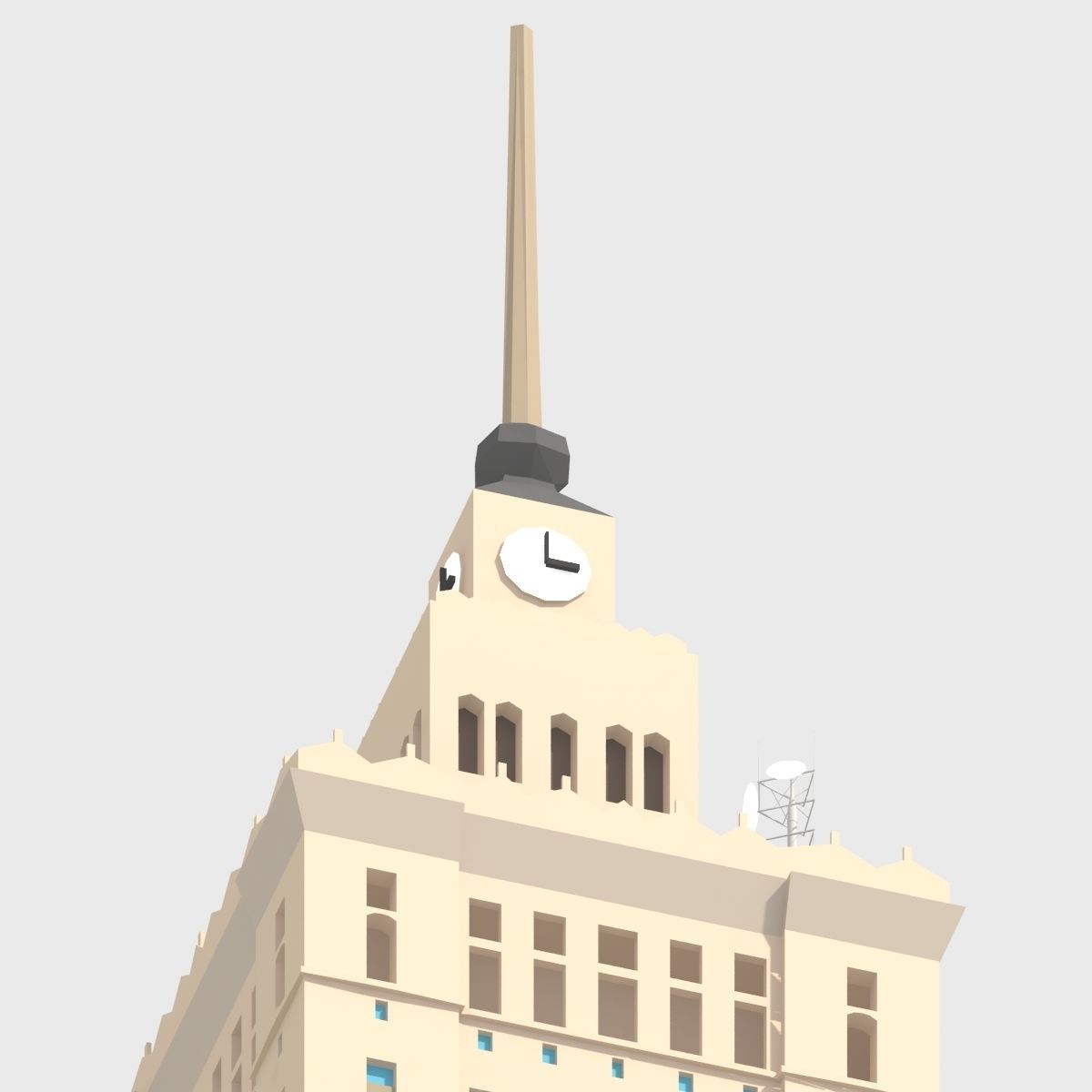 Monumental Skyscrapper Low Poly Low-poly 3D model_12