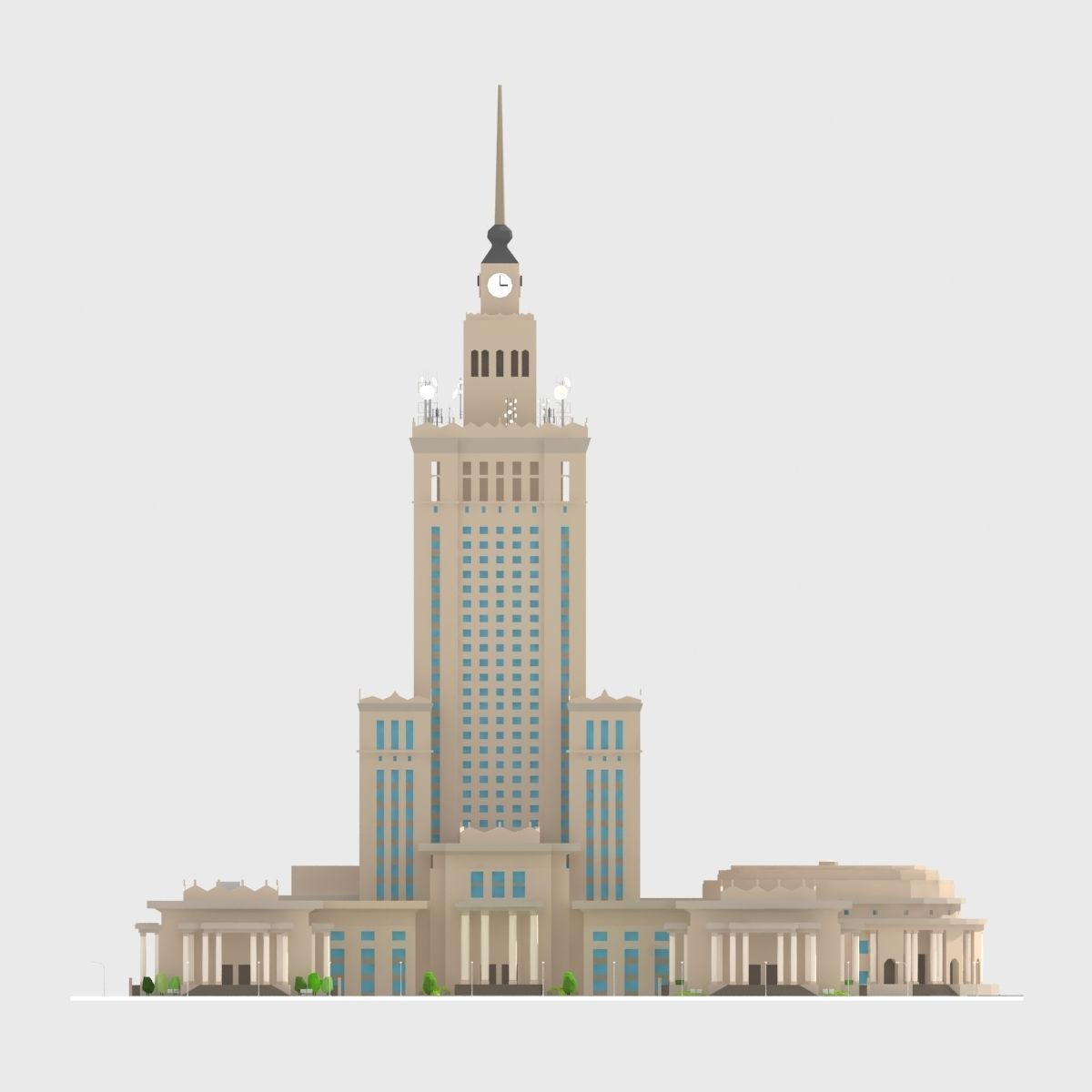 Monumental Skyscrapper Low Poly Low-poly 3D model_8