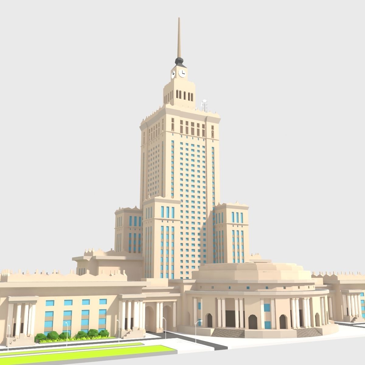 Monumental Skyscrapper Low Poly Low-poly 3D model_6