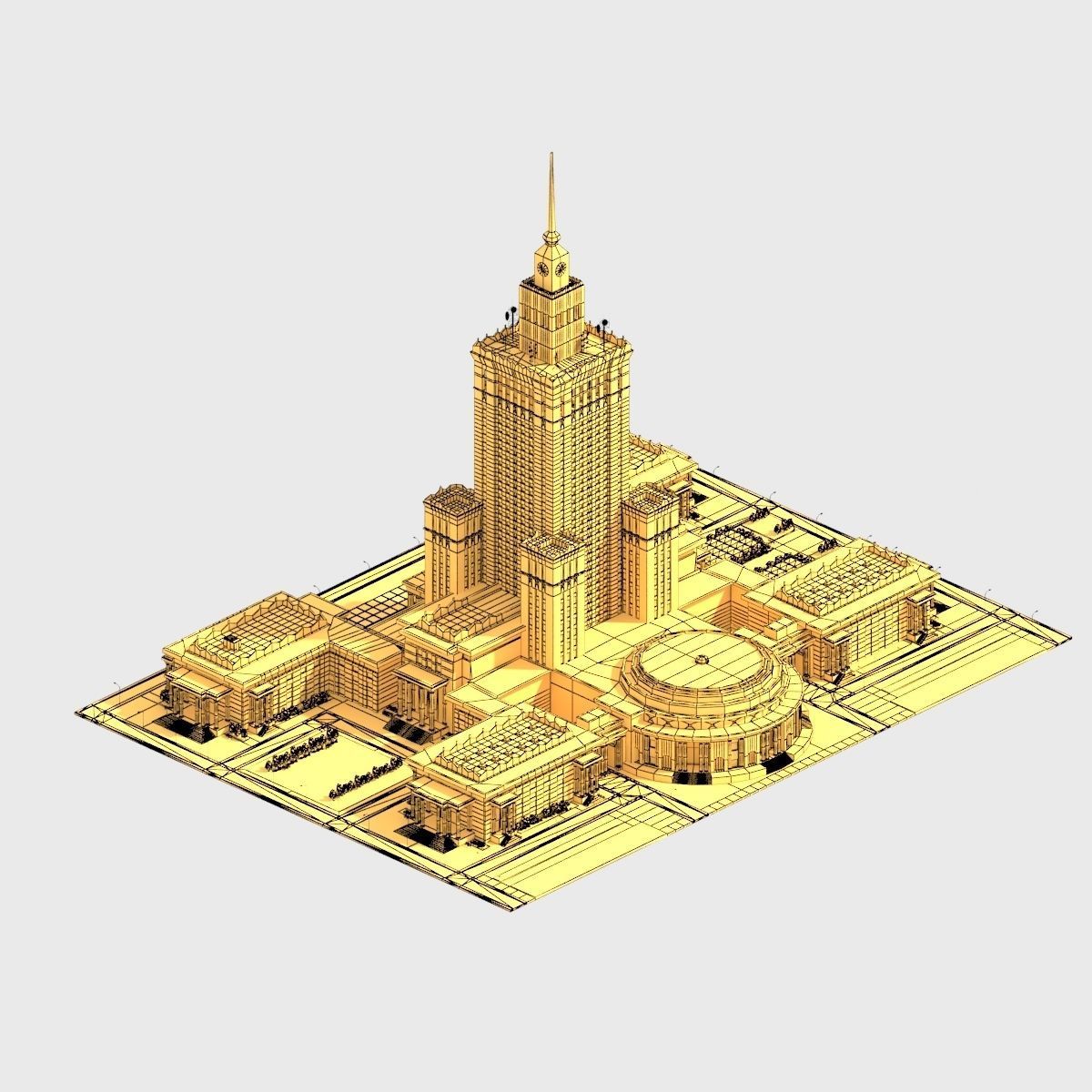 Monumental Skyscrapper Low Poly Low-poly 3D model_14