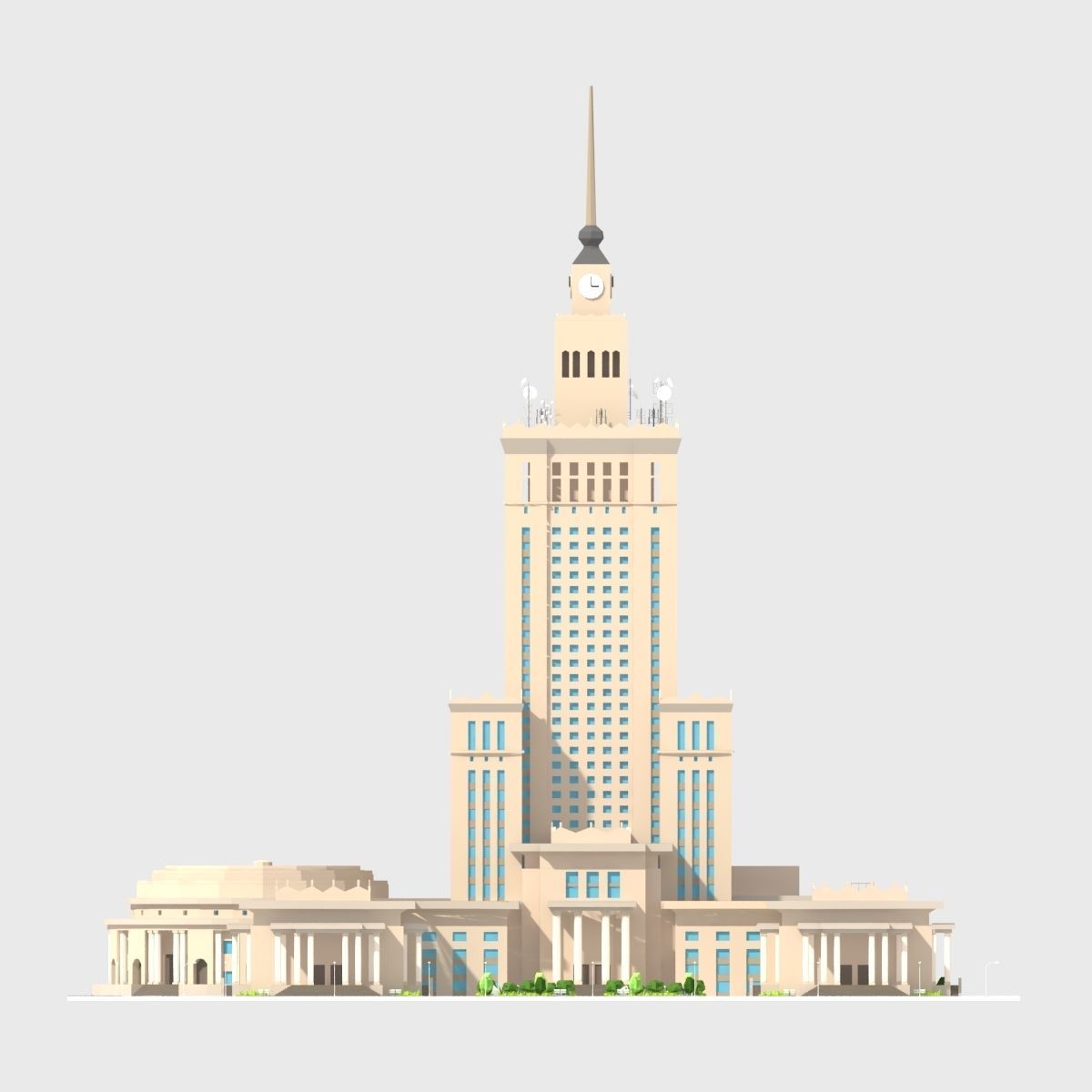 Monumental Skyscrapper Low Poly Low-poly 3D model_11