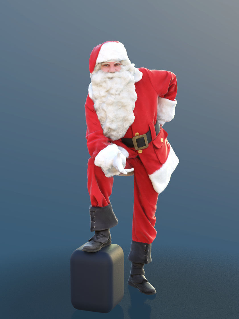 Santa 10600 - Santa Claus With Sleigh - Christmas Special Low-poly 3D model_2