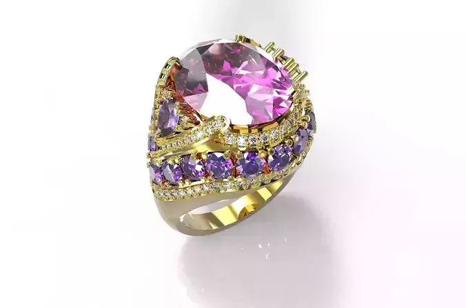 Pink Sapphire Oval Sapphire And Diamond Ring