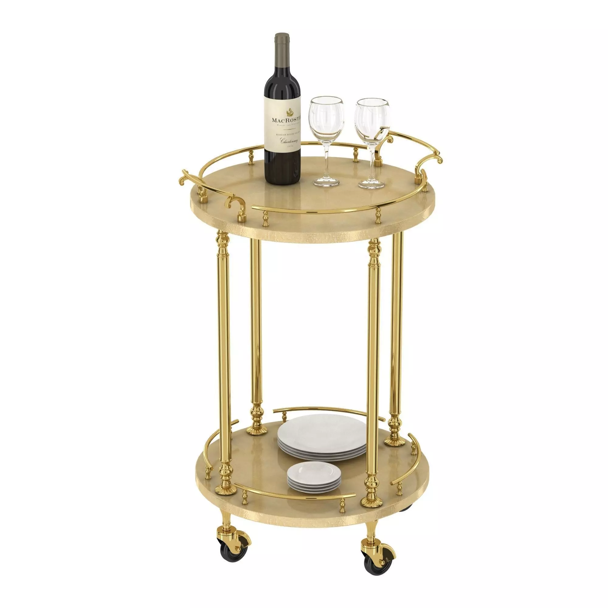 Bar cart trolley by Aldo Tura 3D model