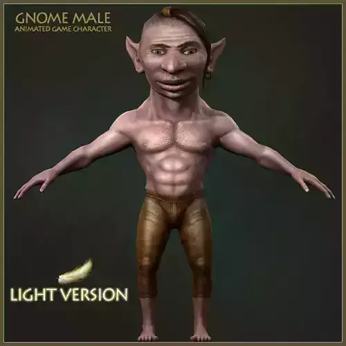 Gnome Male Worker Light Version Low-poly 3D model