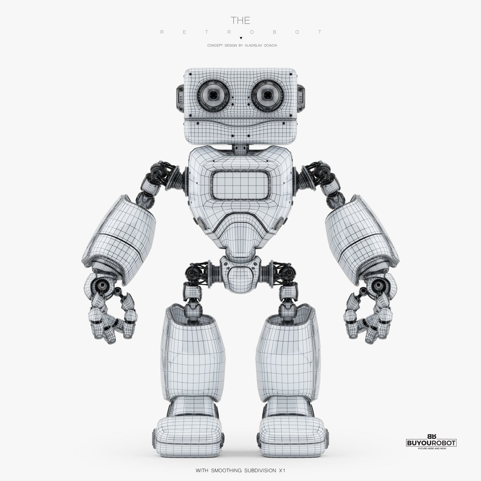 Big Daddy retro bot  3D model_5