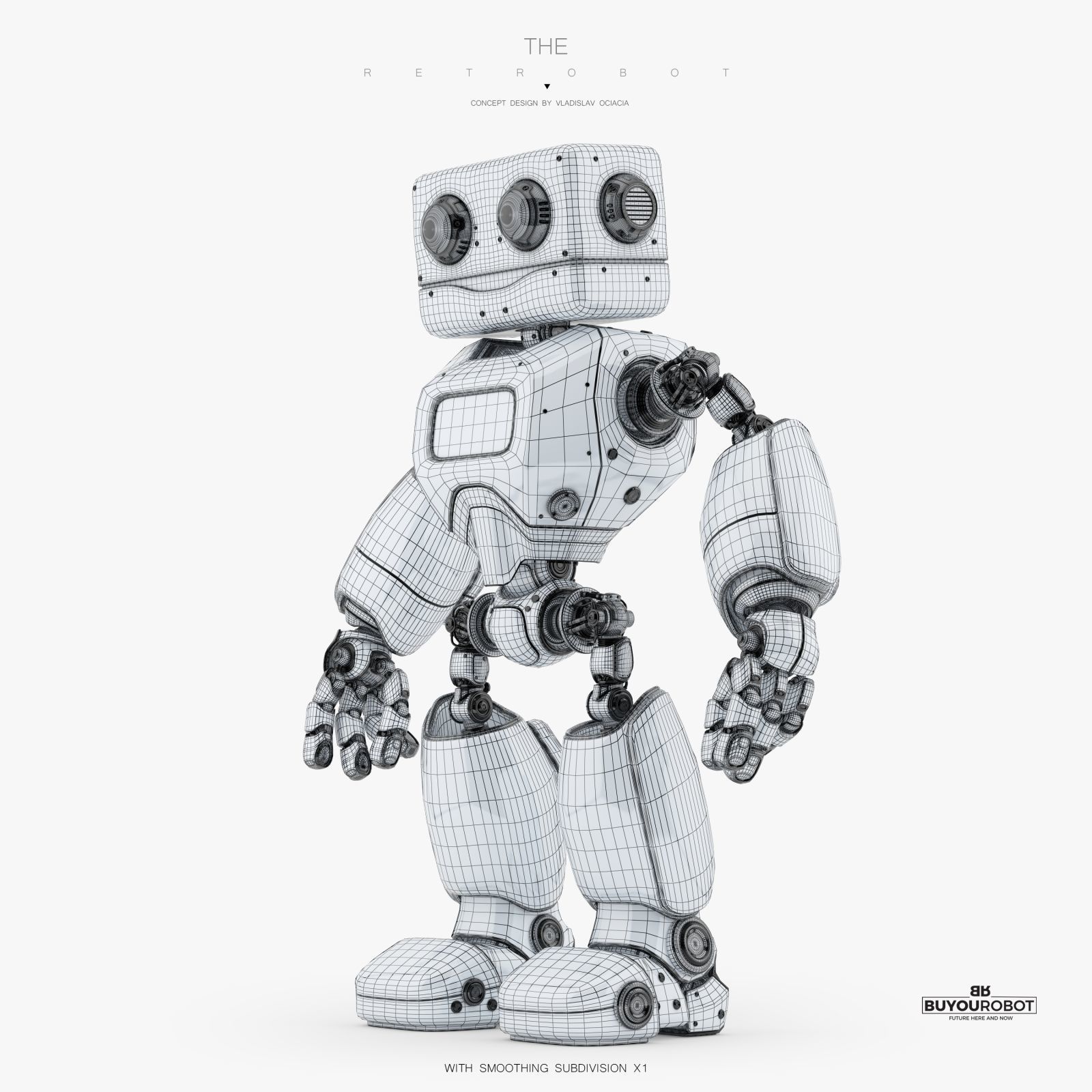 Big Daddy retro bot  3D model_6