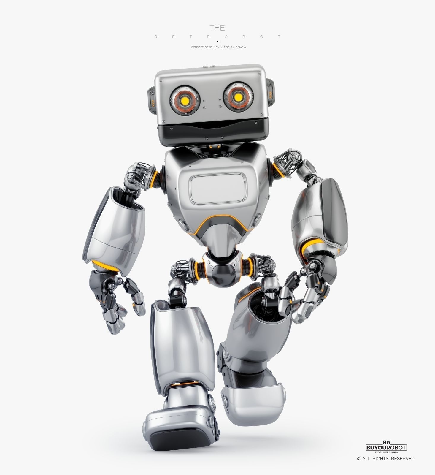 Big Daddy retro bot  3D model_4