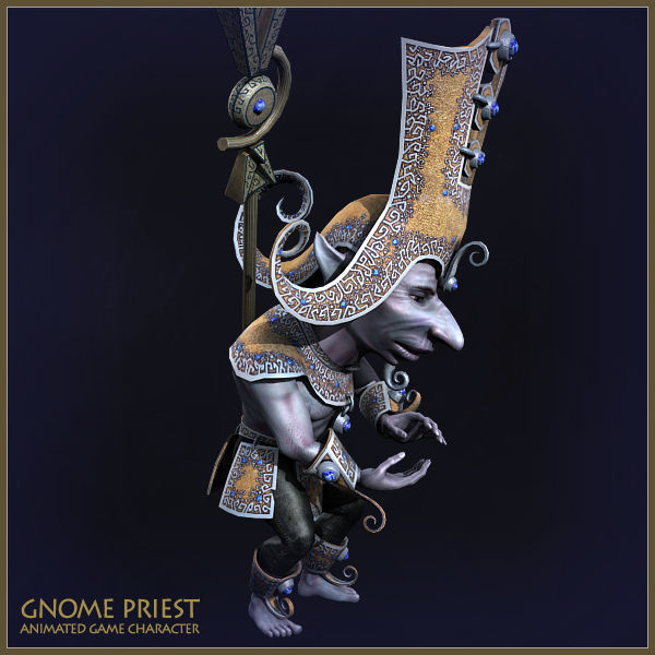 Gnome Priest Light Version Low-poly 3D model_9