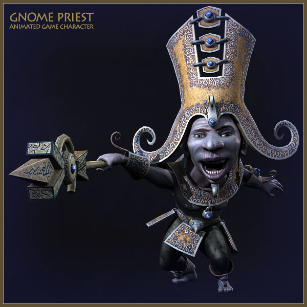 Gnome Priest Light Version Low-poly 3D model_6