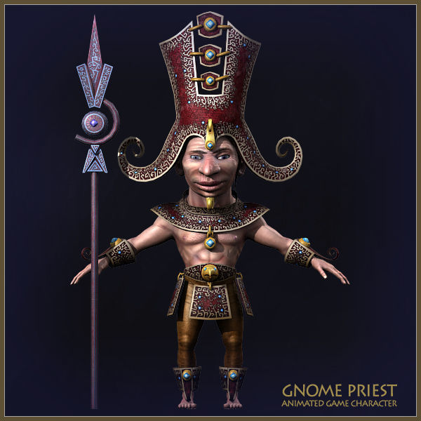 Gnome Priest Light Version Low-poly 3D model_4