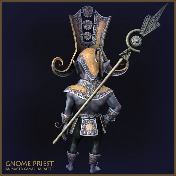 Gnome Priest Light Version Low-poly 3D model_8