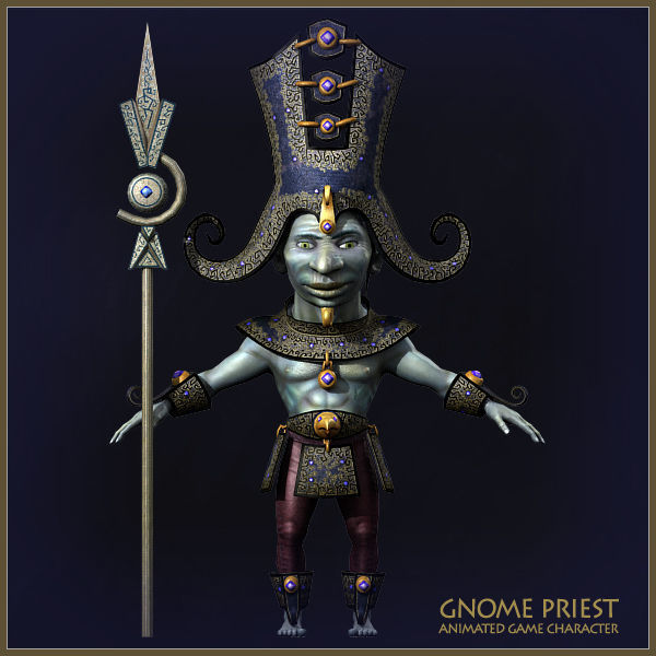 Gnome Priest Light Version Low-poly 3D model_2