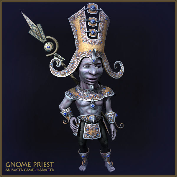 Gnome Priest Light Version Low-poly 3D model_7