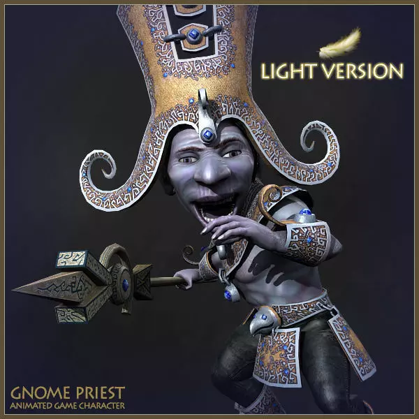 Gnome Priest Light Version Low-poly 3D model_0