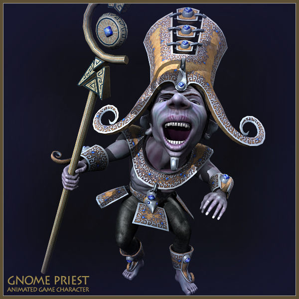 Gnome Priest Light Version Low-poly 3D model_11