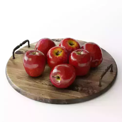 apples on wooden platter