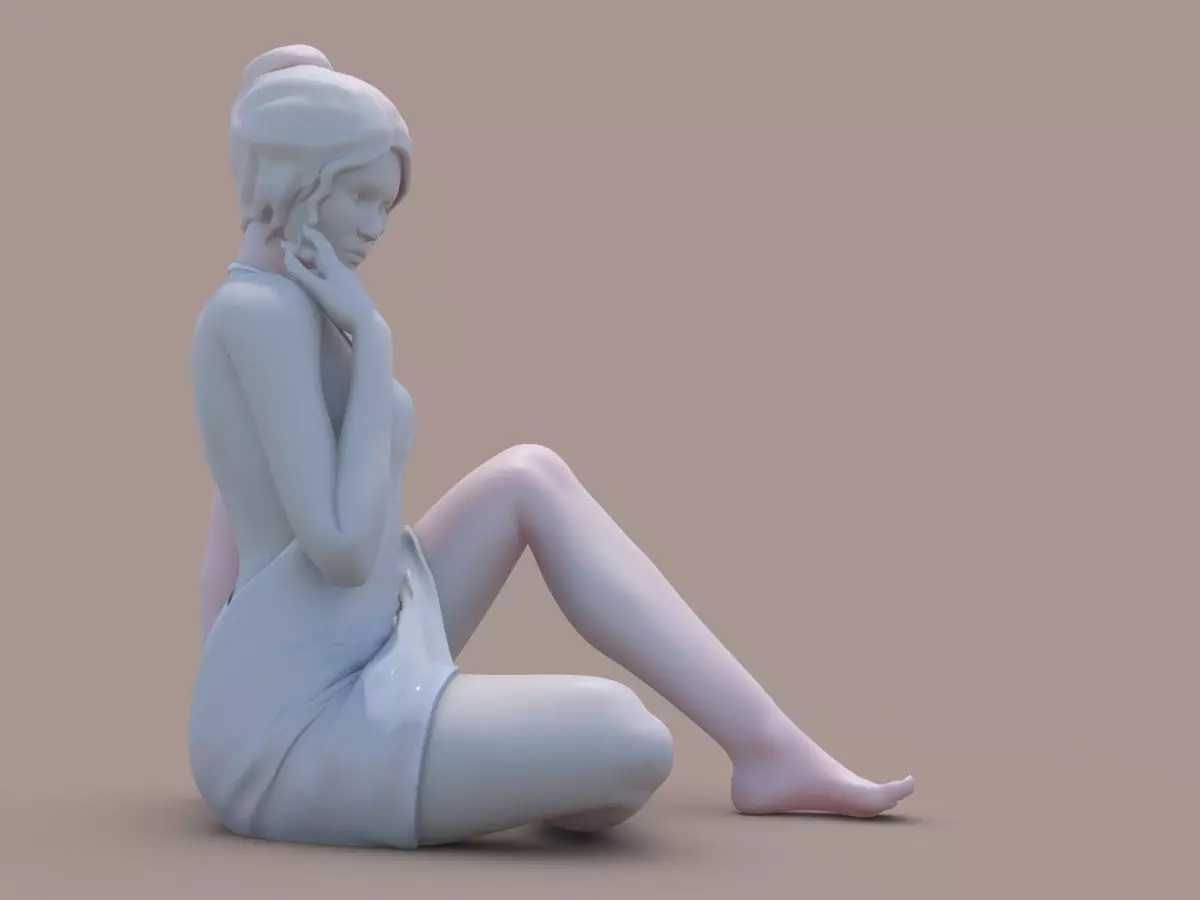 Women sitting 3D print model_0