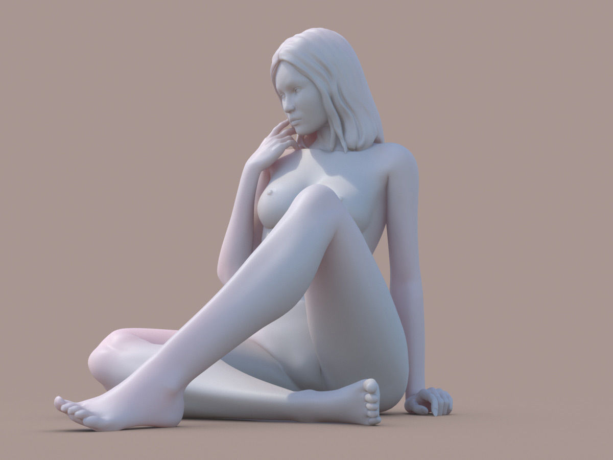 Women sitting 3D print model_4