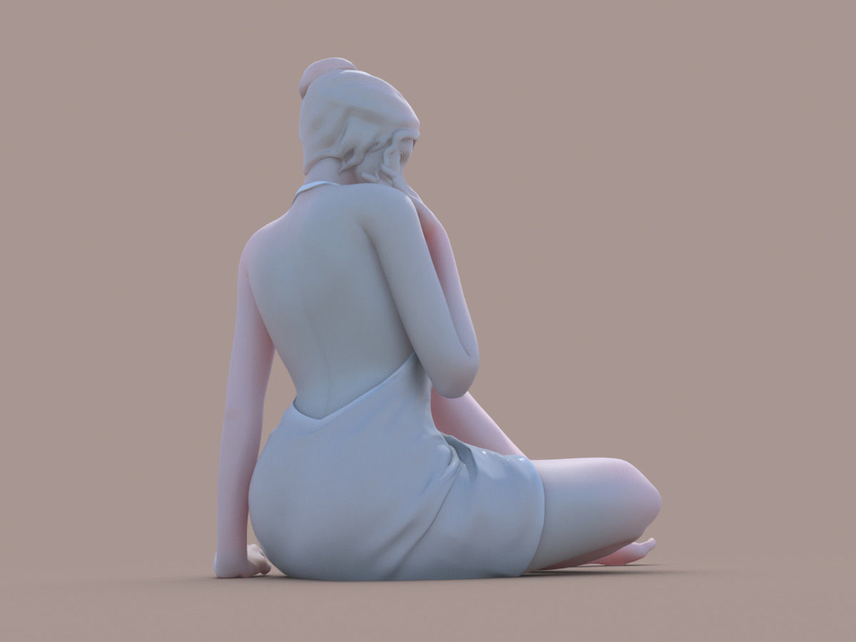 Women sitting 3D print model_3