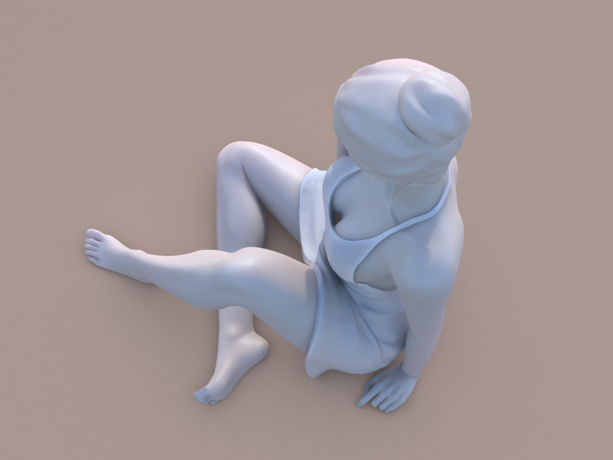 Women sitting 3D print model_2