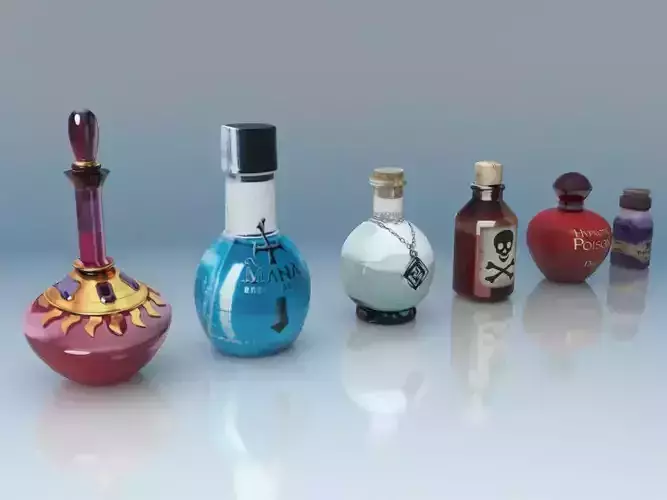 Pack Potions Low-poly 3D model