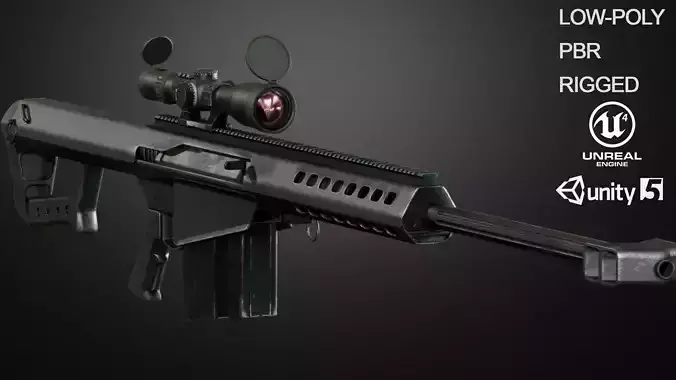 M82 Barrett Low-poly 3D model