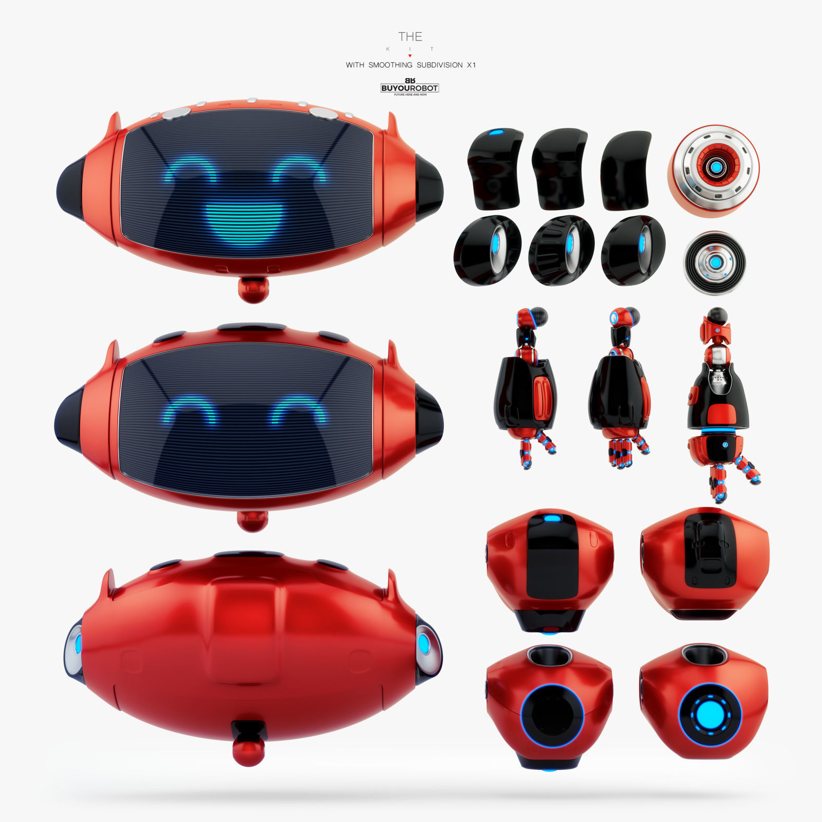 AERIAL RED CUTE CAT BOT 3D model_2