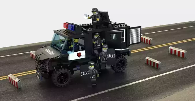SWAT Lego VAN and Special Squad Officers 3D model SWAT Lego VAN and Special Squad Officers 3D model