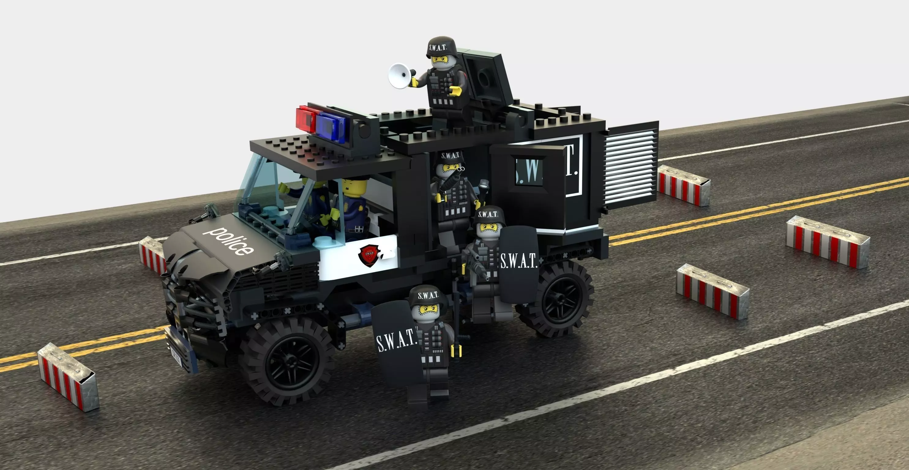 SWAT Lego VAN and Special Squad Officers 3D model_0