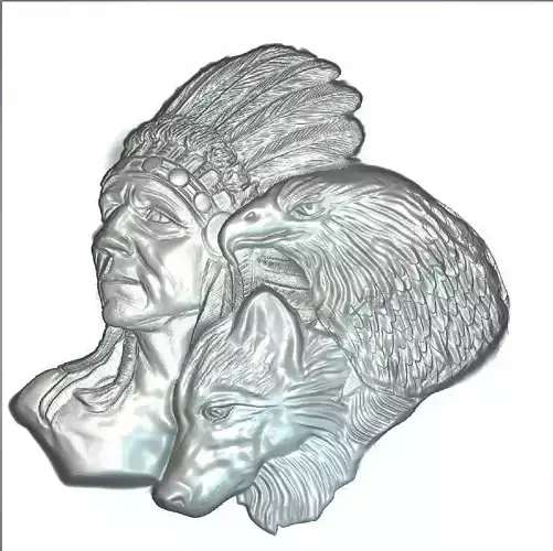 Old Indian Eagle Wolf 3D print model