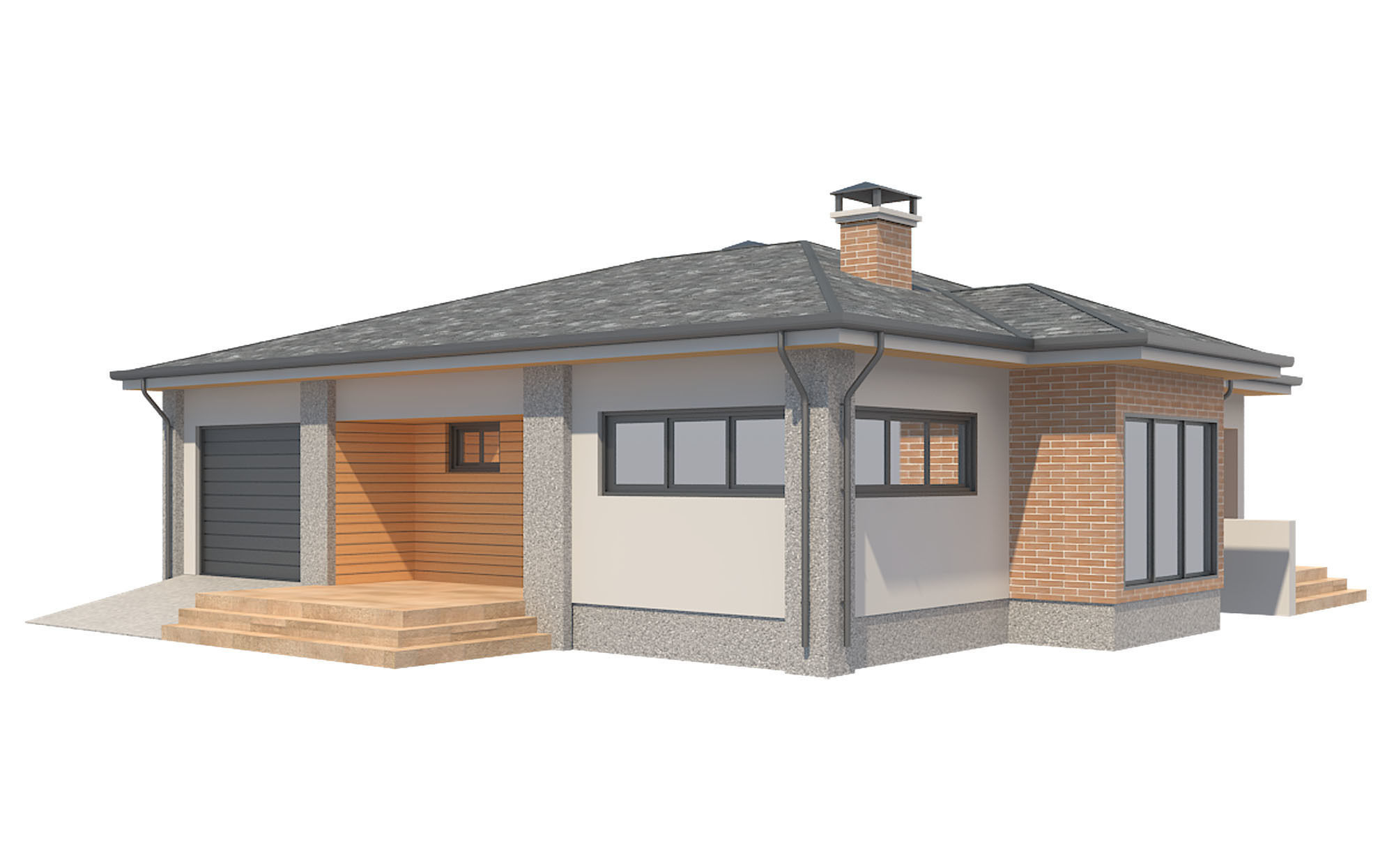 Cottage House with Unwrapped Low-poly 3D model_2