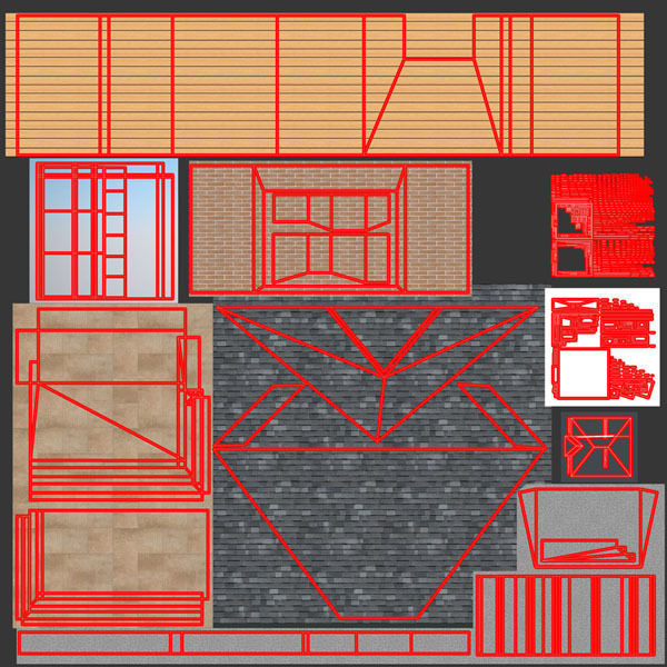 Cottage House with Unwrapped Low-poly 3D model_16