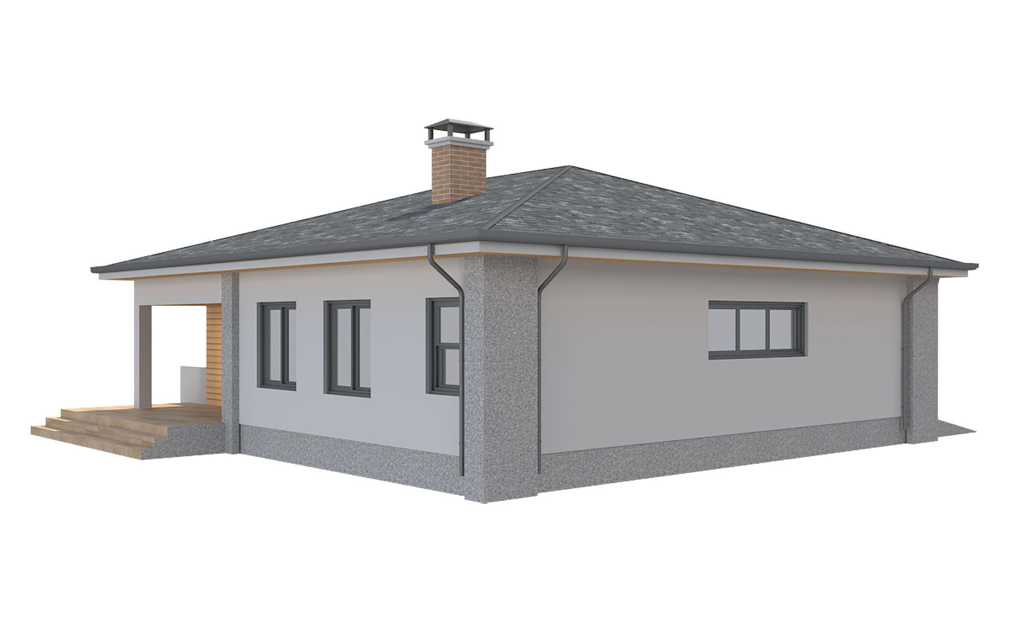 Cottage House with Unwrapped Low-poly 3D model_4