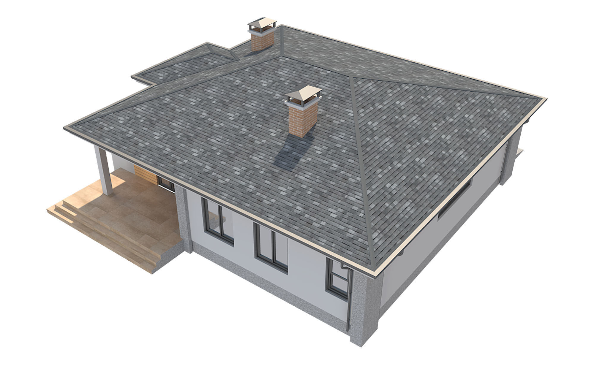 Cottage House with Unwrapped Low-poly 3D model_6