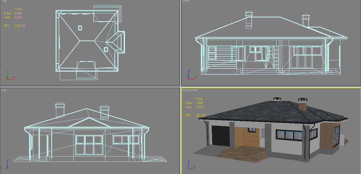 Cottage House with Unwrapped Low-poly 3D model_15