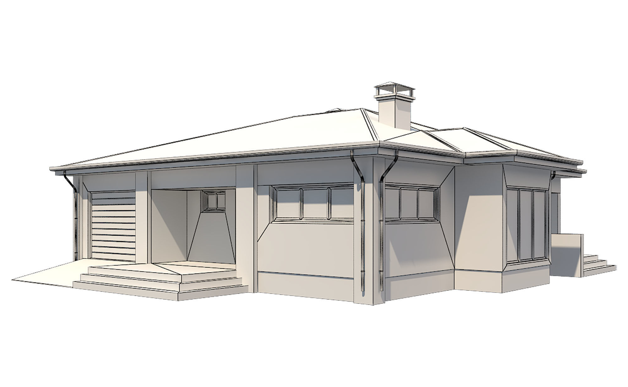 Cottage House with Unwrapped Low-poly 3D model_12