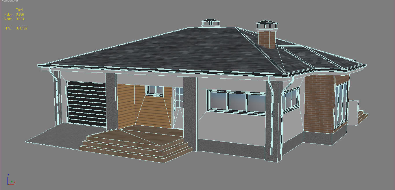 Cottage House with Unwrapped Low-poly 3D model_14