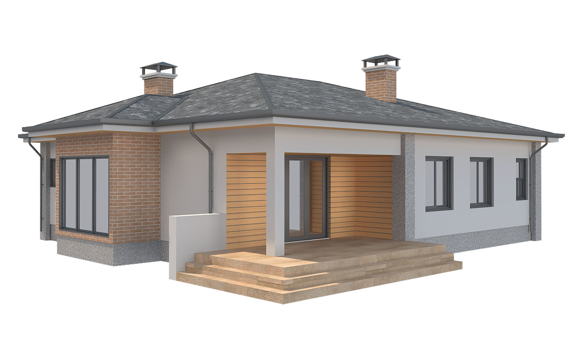 Cottage House with Unwrapped Low-poly 3D model_3