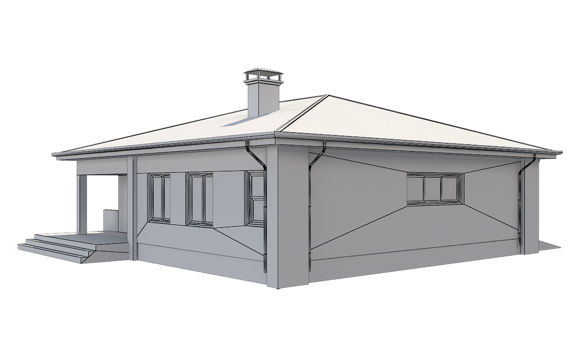 Cottage House with Unwrapped Low-poly 3D model_8